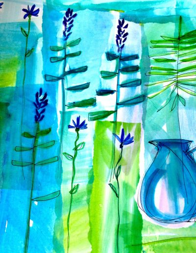 Jacqueline Quinn, 'Blue Jug', 40x40cms, Monoprint, Mixed Media & Chine Colle