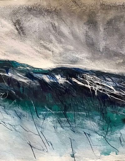Jacqueline Quinn, 'Crag', 35x35cms, Watercolour & Mixed Media