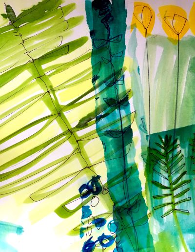 Jacqueline Quinn, 'Fern', 40x40cms, Monoprint, Mixed Media & Chine Colle