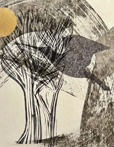 Jacqueline Quinn, 'Flight', 20x20cms, Monoprint, Chine Colle & Lino Print on Paper