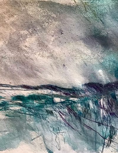 Jacqueline Quinn, 'Heathering', 35x35cms, Watercolour & Mixed Media