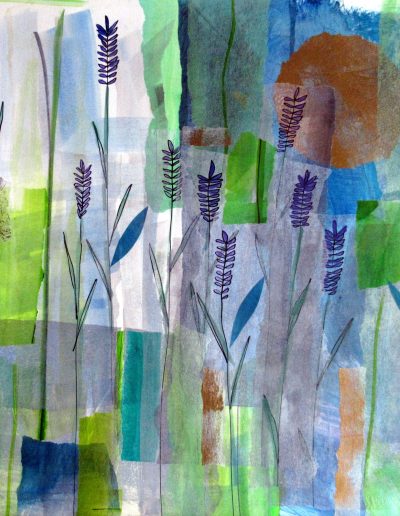 Jacqueline Quinn, 'Lavender', 40x40cms, Monoprint, Mixed Media & Chine Colle
