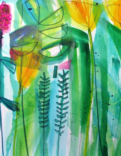 Jacqueline Quinn, 'Poppies', 40x40cms, Monoprint, Mixed Media & Chine Colle