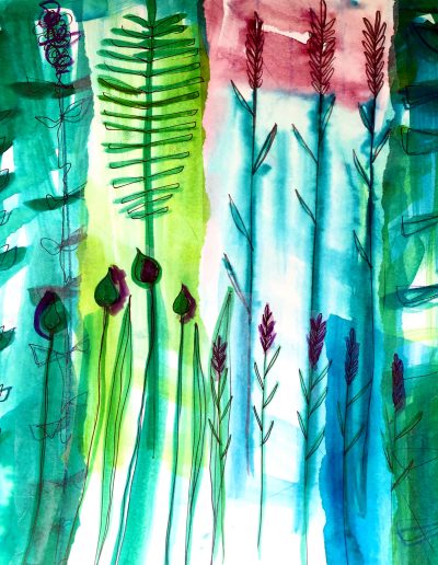 Jacqueline Quinn, 'Summer Garden', 40x40cms, Monoprint, Mixed Media & Chine Colle