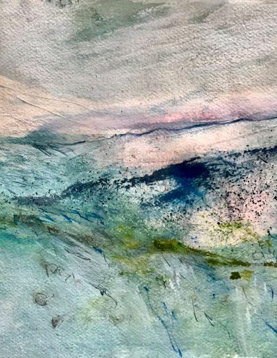Jacqueline Quinn, 'Sunrise', 35x35cms, Watercolour & Mixed Media