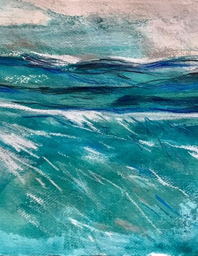Jacqueline Quinn, 'Waterline', 35x35cms, Watercolour & Mixed Media