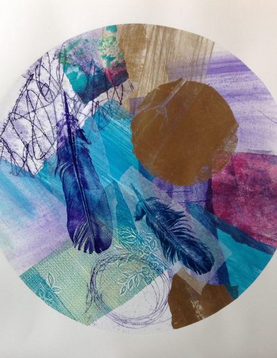 Jacqueline Quinn, 'Luna', 40x40cms, Monoprint & Chine Colle on Paper