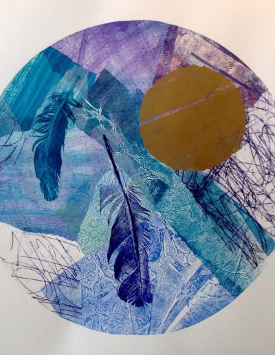 Jacqueline Quinn, 'Orbit', 40x40cms, Monoprint & Chine Colle on Paper