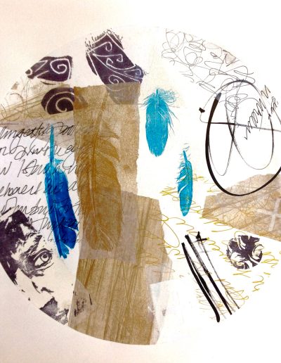 Jacqueline Quinn, 'Stillness', 40x40cms, Monoprint & Chine Colle on Paper